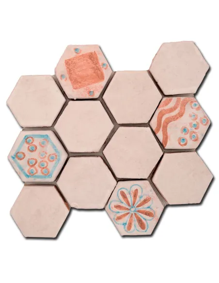 Mosaic tiles Le Miniature Hexagon Bianco on mesh  24x22 cm