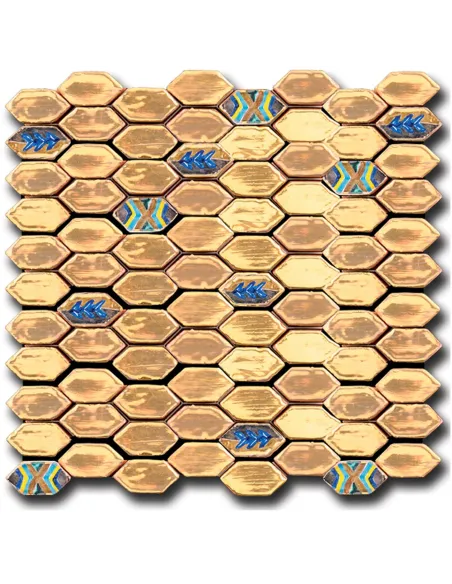 Mosaic tiles Le Miniature Losanga Oro on mesh 29,6X28,5 cm