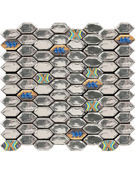 Mosaic tiles Le Miniature Losanga Platino on mesh