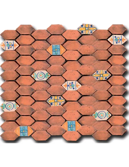 Mosaic tiles Le Miniature Losanga Ruggine on mesh 29,6X28,5 cm