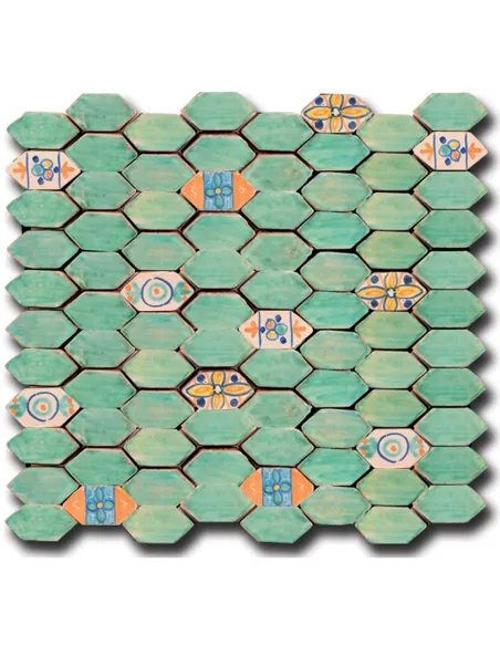 Carrelage Mosaïque Le Miniature Losanga Verde su rete 29,6X28,5 cm