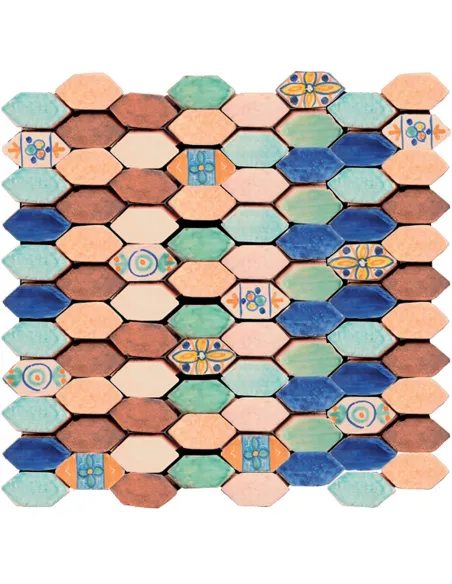 Mosaic tiles Le Miniature Losanga Policromo on mesh 29,6X28,5 cm