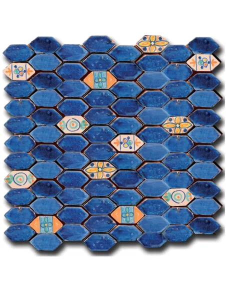 Carrelage Mosaïque Le Miniature Losanga Blu su rete 29,6X28,5 cm