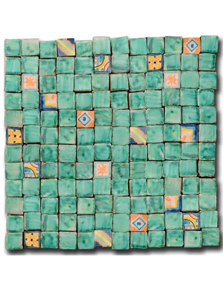 Tessere Mosaico Le Miniature Tozzetto Verde su rete