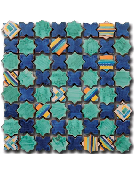 Mosaic tiles Le Miniature Stella/intarsio 3 on mesh 30,5X30,5 cm