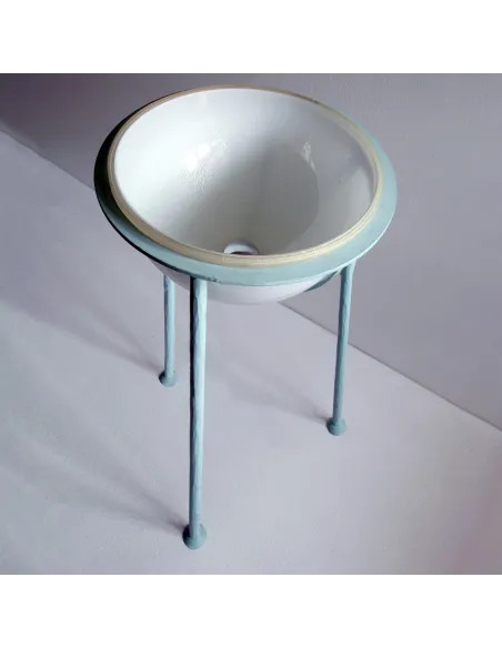 Trépied En Fer Forgé Avec Lavabo En Verre De Murano Palladio Silver