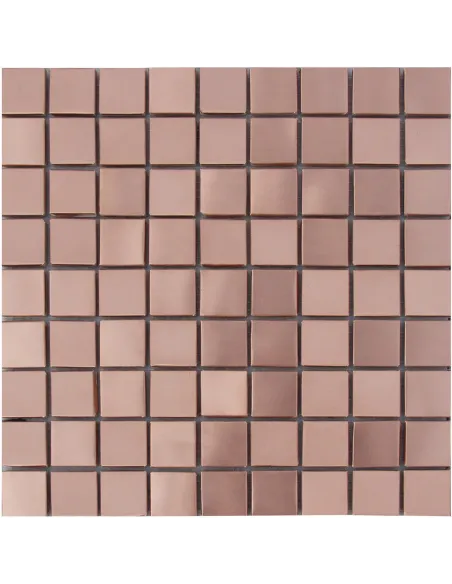 Metall-Mosaikfliese Rame satinato 3x3 cm auf Netz 30x30 cm