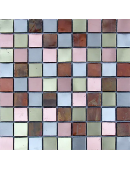 Metal mosaic tiles Le lamine mix 3x3 cm su rete 30x30 cm