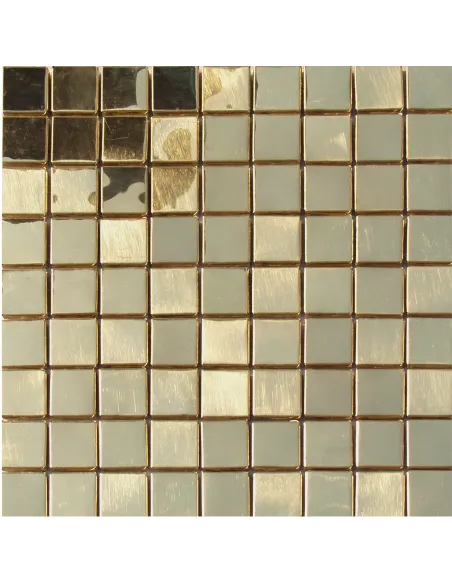 Metall-Mosaikfliese Ottone reflex 3x3 cm auf Netz 30x30 cm