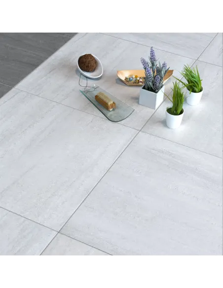 Pearl grey stone effect tiles Vienna 60x60 cm