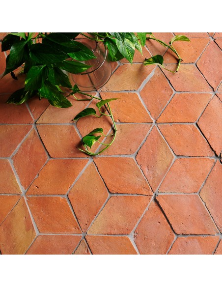 Handmade terracotta tiles with treatment rhombus 13x23,5 cm