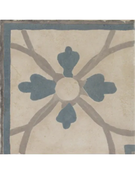 Piastrella decorata cementina angolo fiore blu