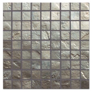 Piastrella mosaico argento 3x3 cm su rete