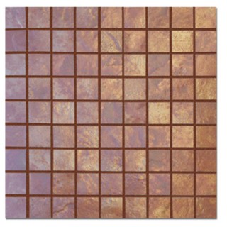 Piastrella mosaico oro rosa 3x3 cm su rete