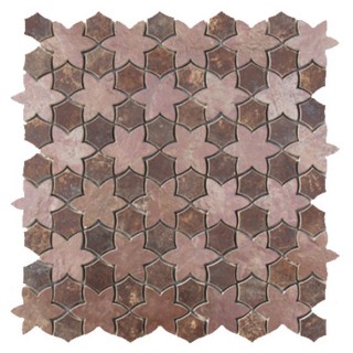 Mosaico stelle oro rosa e rame rete 31X31 cm
