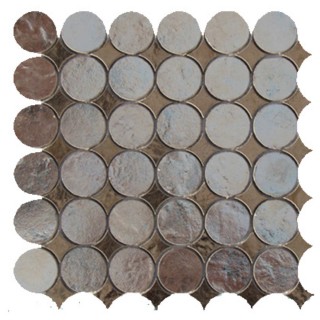 Mosaico cerchi argento rete 31X31 cm