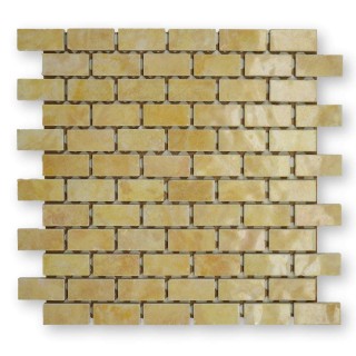 Piastrelle mosaico giallo ambra 2x5 cm su rete