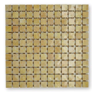 Piastrelle mosaico lucide giallo ambra 2x2 cm su rete