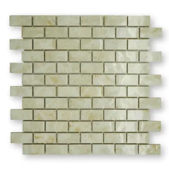 Piastrelle mosaico lucide bianco avorio 2x5 cm su rete