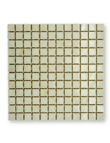 Piastrelle mosaico lucide bianco avorio 2x2 cm su rete